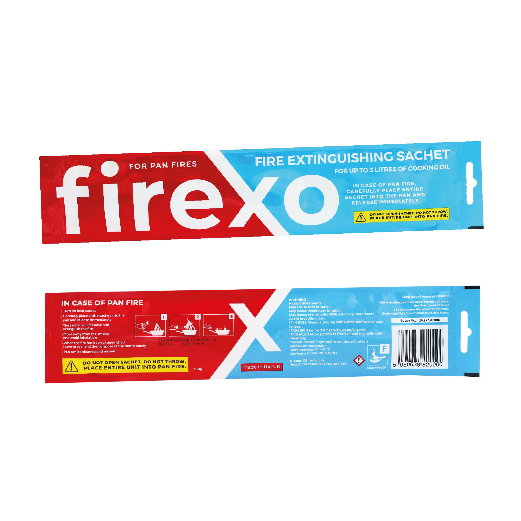 Firexo Pan Fire Extinguisher Sachet - Fire Extinguisher Blanket Alternative - Cooking Pan Fire Safety Extinguisher for all Oil & Fat Cooking Pan Fires