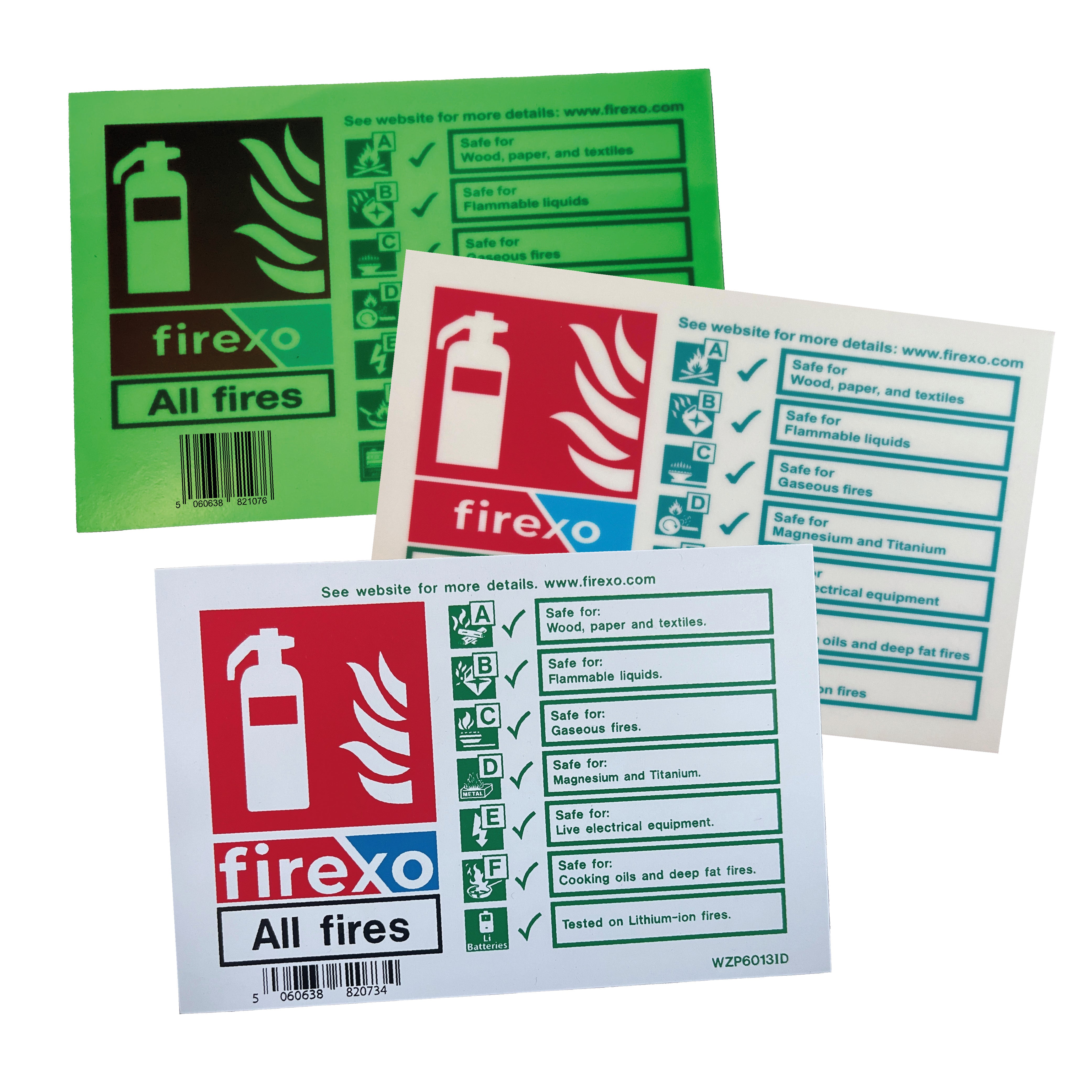 Firexo Safety Sign for Firexo ALL FIRES Extinguishers in PHOTOLUMINESCENT YELLOW